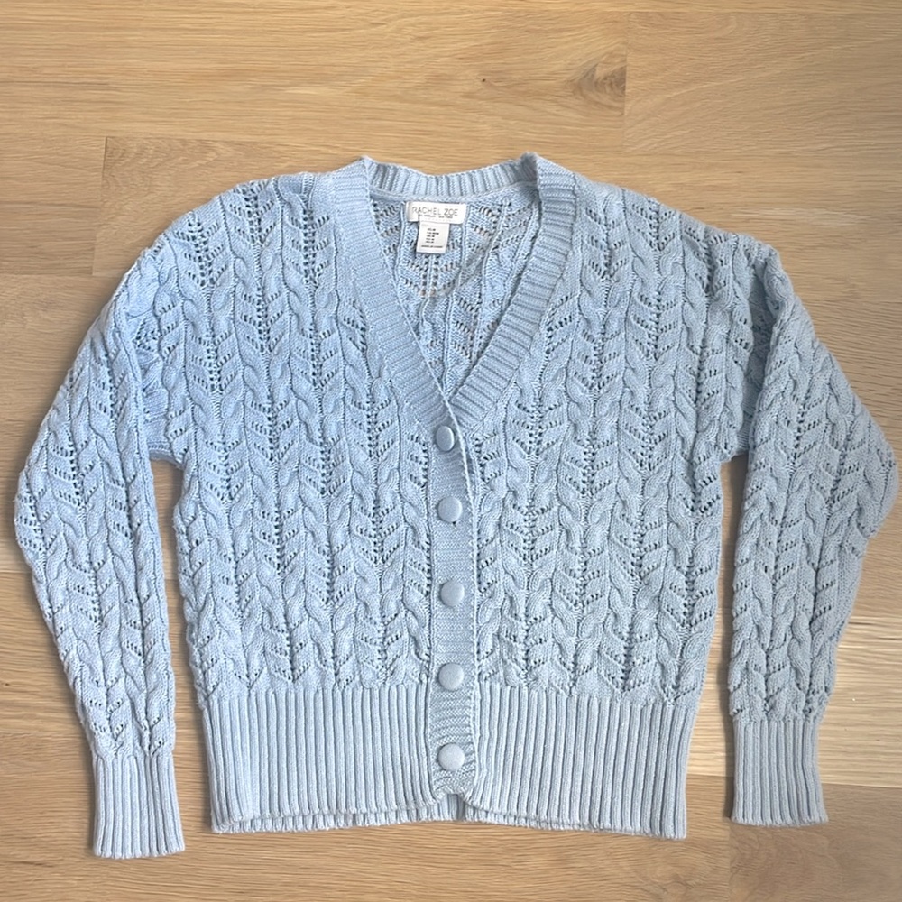 Rachel Zoe, light blue knit sweater, size medium